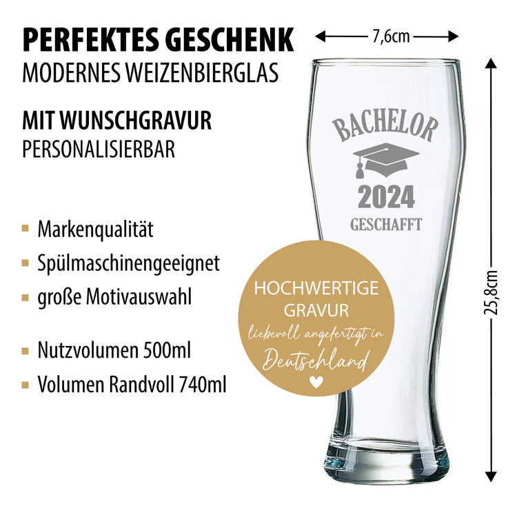 Weizenbierglas Bachelor 2024 geschafft