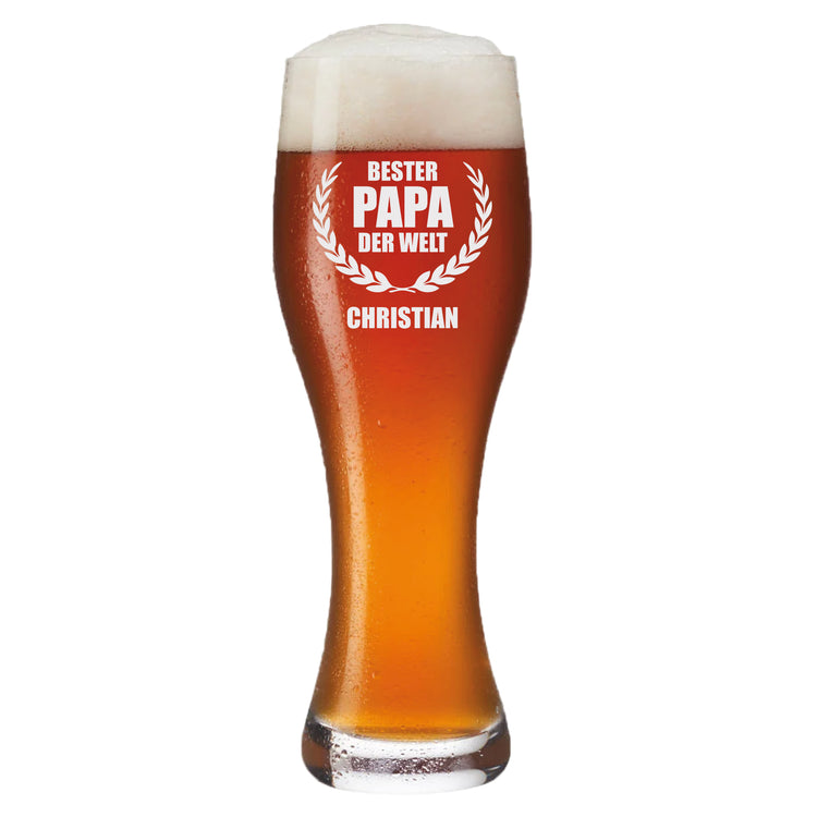 Weizenbierglas Bester Papa der Welt mit Name