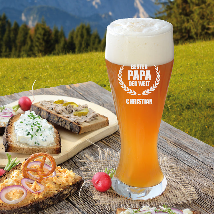 Weizenbierglas Bester Papa der Welt mit Name