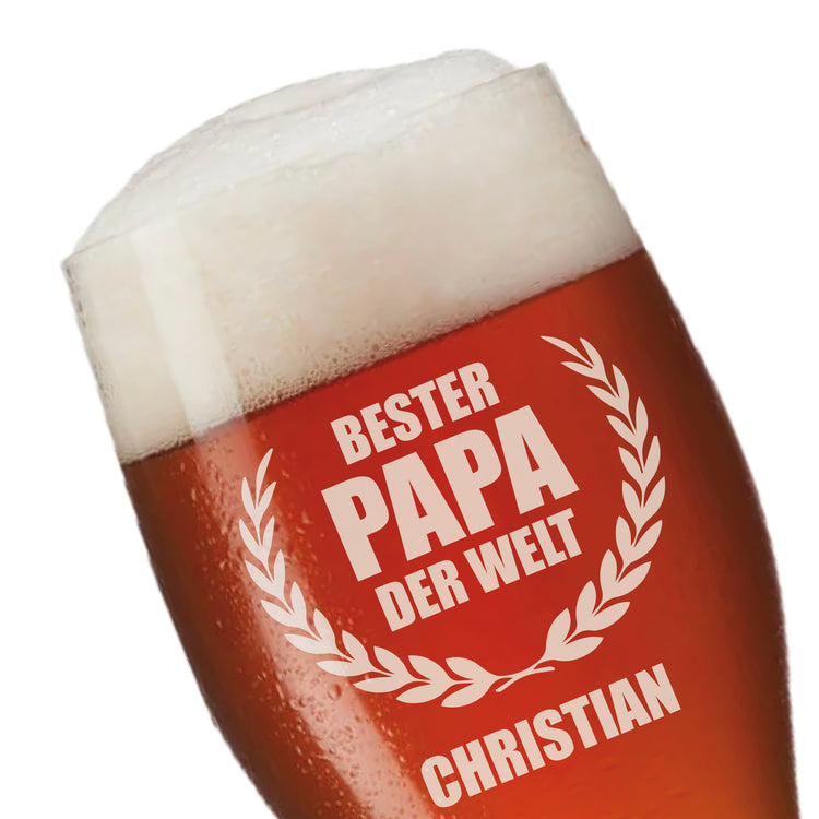 Weizenbierglas Bester Papa der Welt mit Name