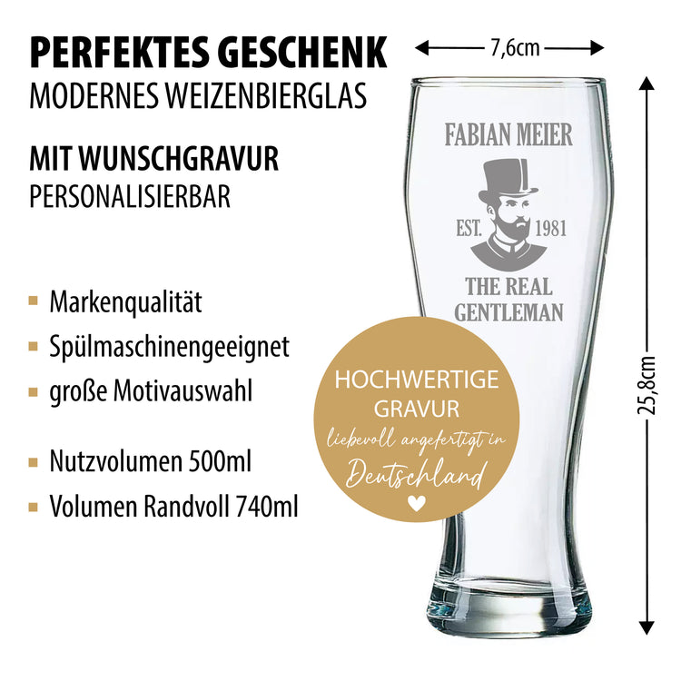 Weizenbierglas The real Gentleman - personalisiert