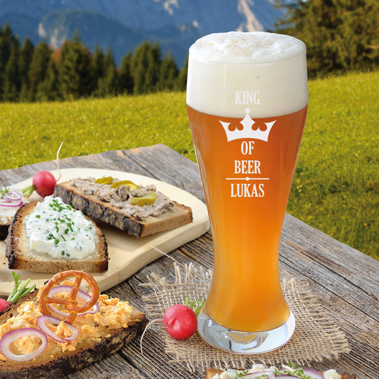 Weizenbierglas King of beer - personalisiert