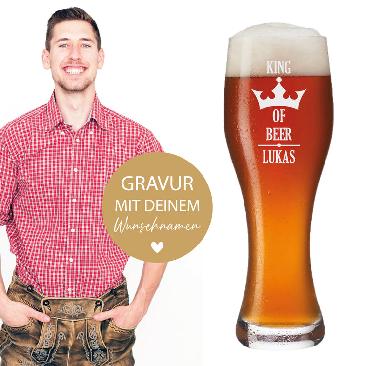 Weizenbierglas King of beer - personalisiert