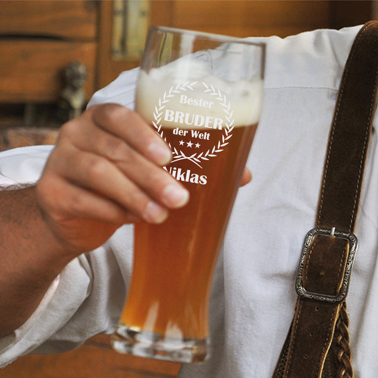 Weizenbierglas Bester Bruder der Welt - personalisiert