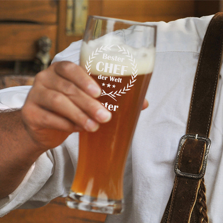 Weizenbierglas Bester Chef der Welt - personalisiert