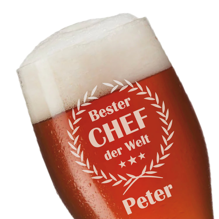 Weizenbierglas Bester Chef der Welt - personalisiert