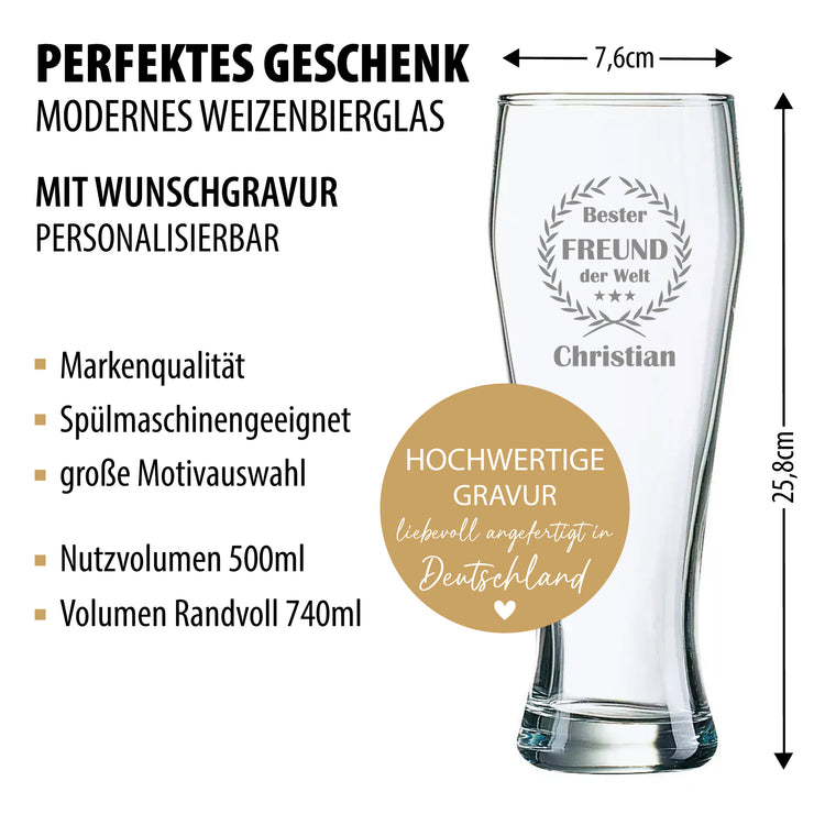 Weizenbierglas Bester Freund der Welt - personalisiert