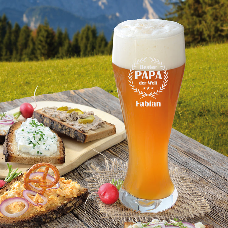 Weizenbierglas Bester Papa der Welt - personalisiert