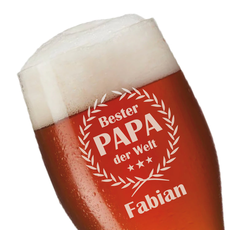 Weizenbierglas Bester Papa der Welt - personalisiert