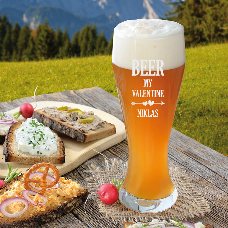 Weizenbierglas Beer my Valentine - personalisiert