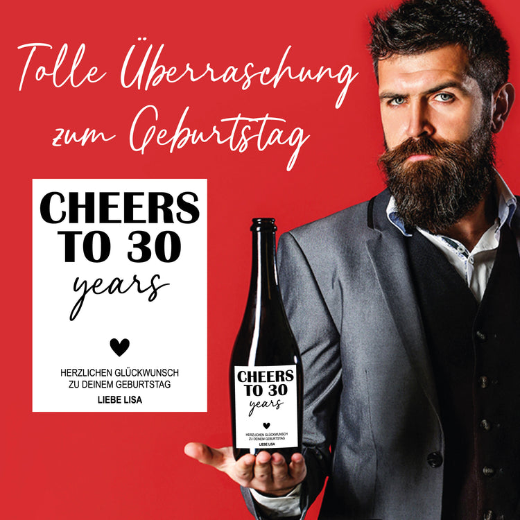 Weinetikett Cheers - mit Alter und Wunschtext