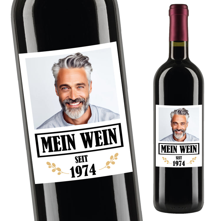 Weinetikett Mein Wein - mit Foto und Jahreszahl