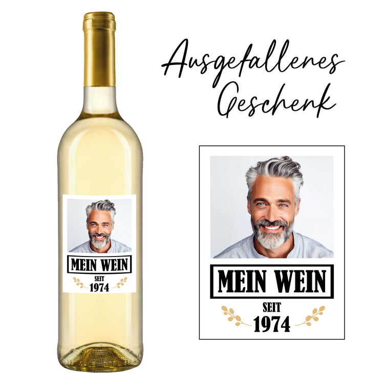 Weinetikett Mein Wein - mit Foto und Jahreszahl