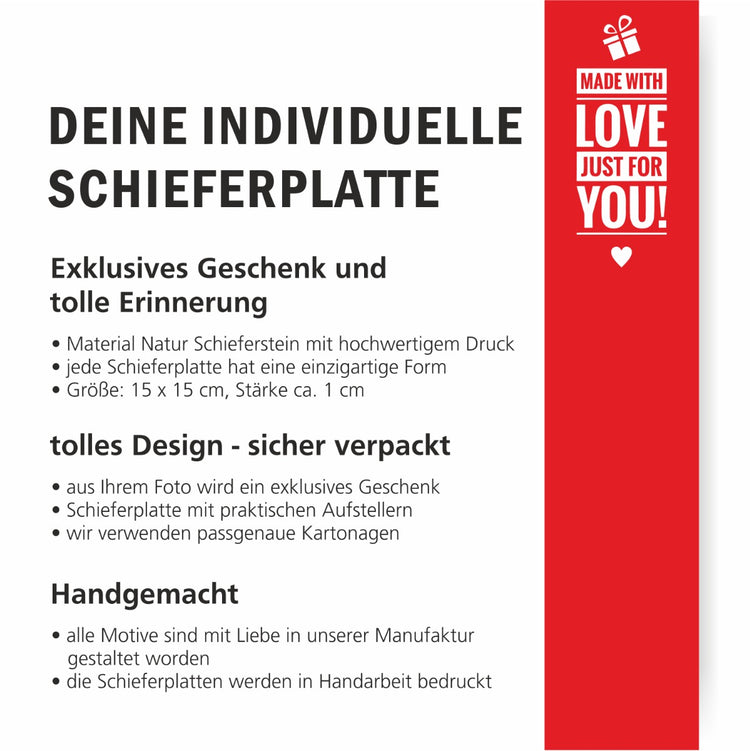 Schiefertafel zur Hochzeit mit 2 Fotos, Namen & Hochzeitsdatum personalisierbar