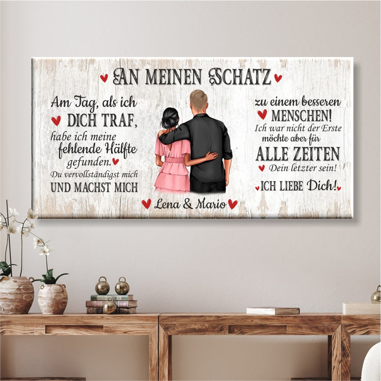 Personalisierte Leinwand An meinen Schatz