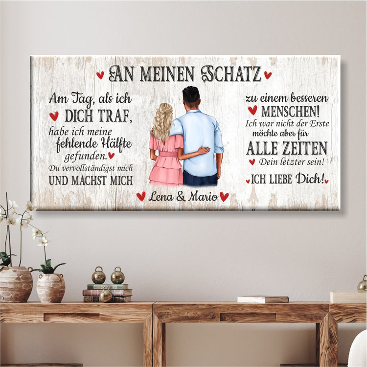 Personalisierte Leinwand An meinen Schatz