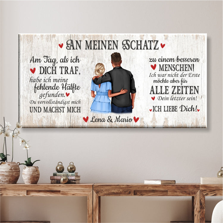 Personalisierte Leinwand An meinen Schatz