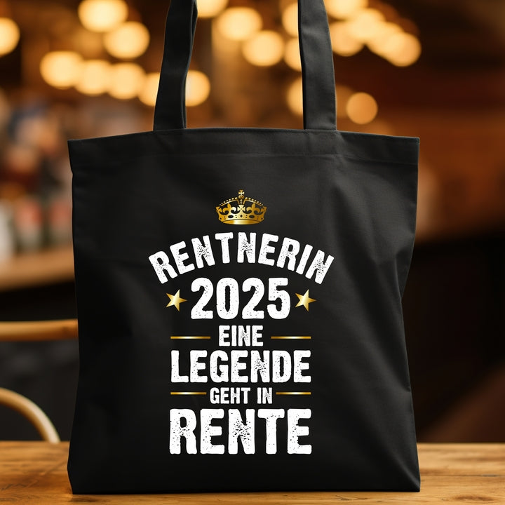 Baumwolltasche Rentner / Rentnerin 2025 - Eine Legende geht in Rente