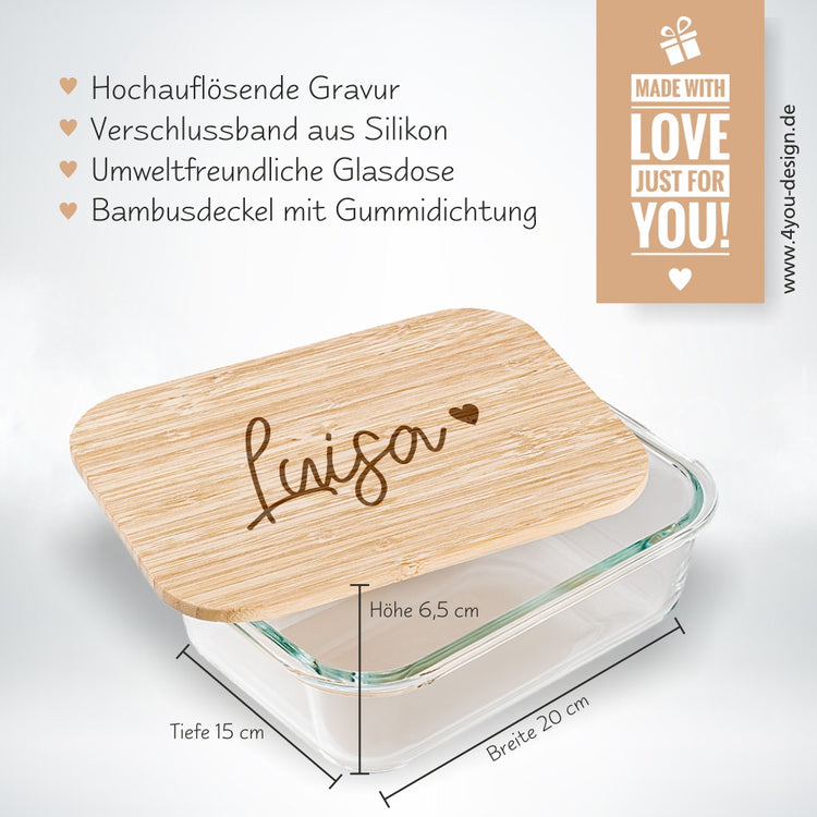 Lunchbox mit Namen - Design Heart graviert