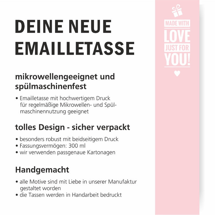 Emailletasse Schulkind Design Regenbogen - personalisiert