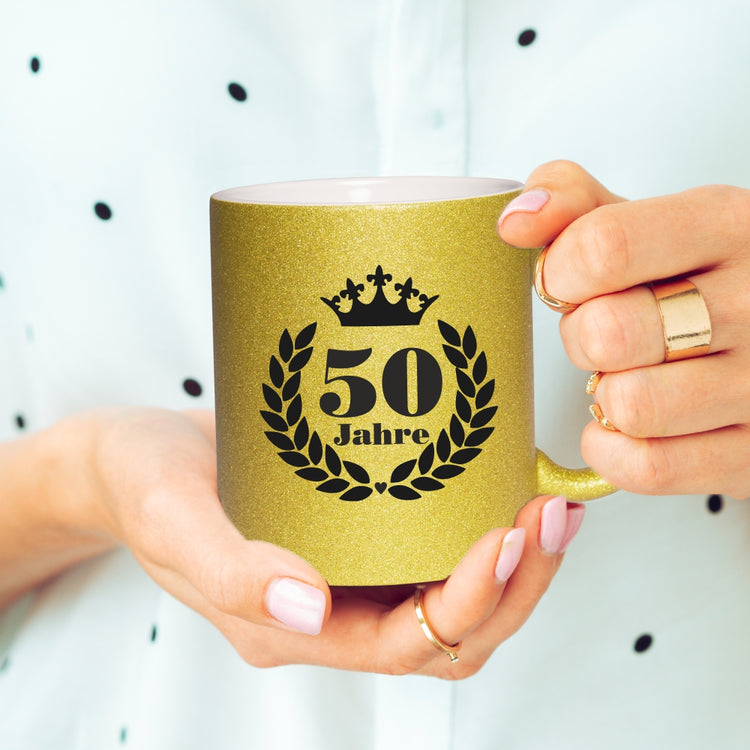 Goldene Tasse zur Goldenen Hochzeit - personalisiert