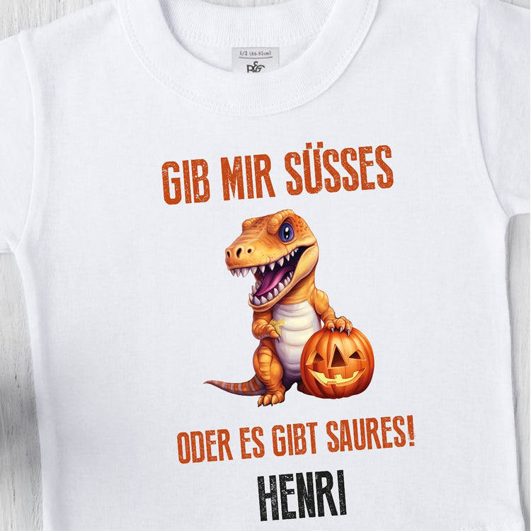 Kinder T-Shirt Gib mir süßes oder es gibt saures - personalisiert