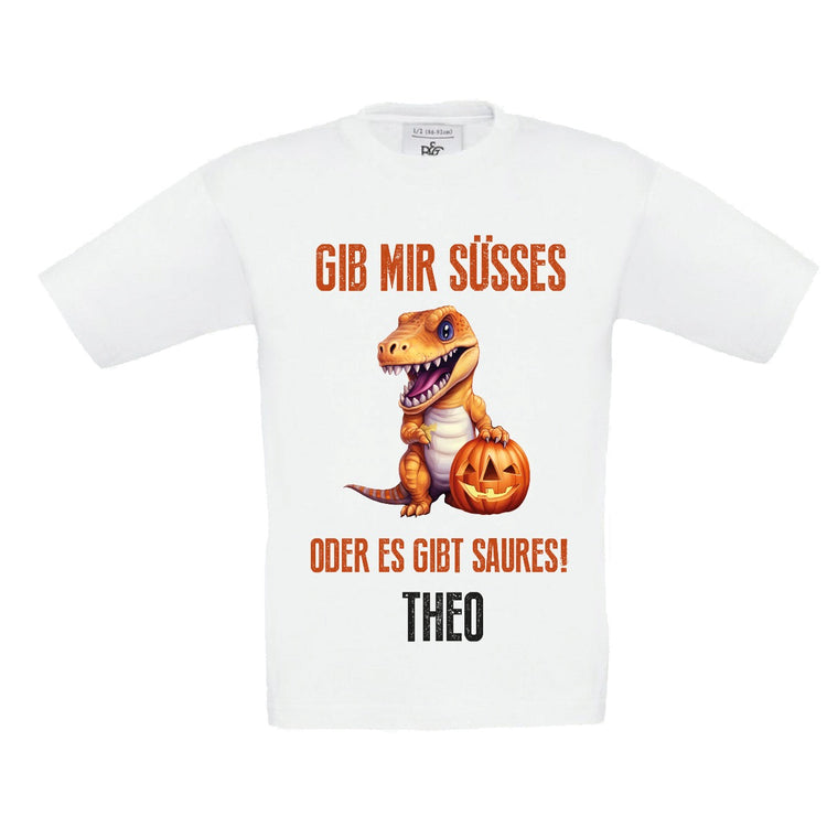 Kinder T-Shirt Gib mir süßes oder es gibt saures - personalisiert