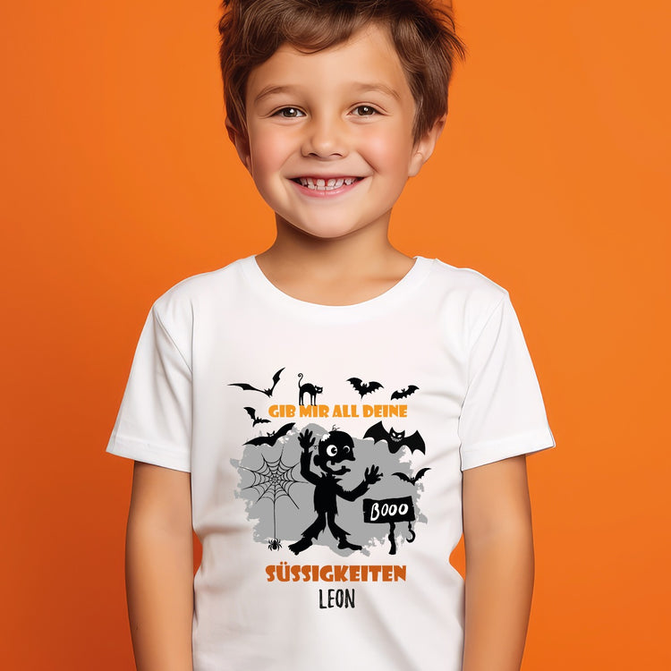 Kinder T-Shirt Gib mir all deine Süßigkeiten - personalisiert