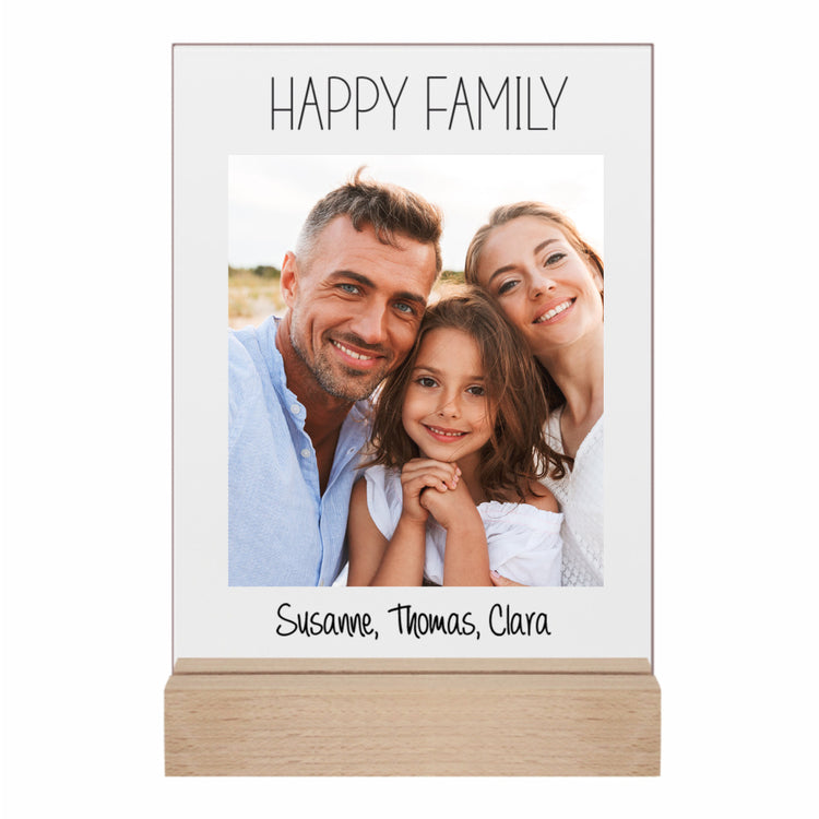 Acrylaufsteller Happy Family personalisiert mit Eurem Foto + Euren Namen