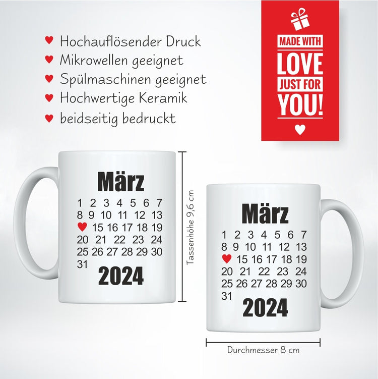 Tasse Herzensdatum – personalisierbar