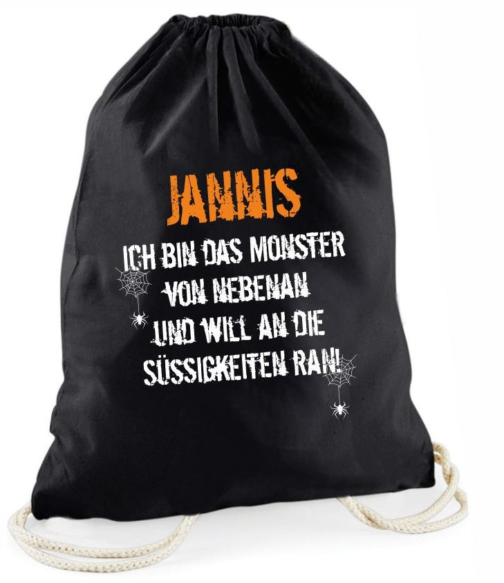 Aufbewahrungsbeutel Halloween Ich Bin das Monster von nebenan und Will an die Süssigkeiten Ran!  - personalisierbar