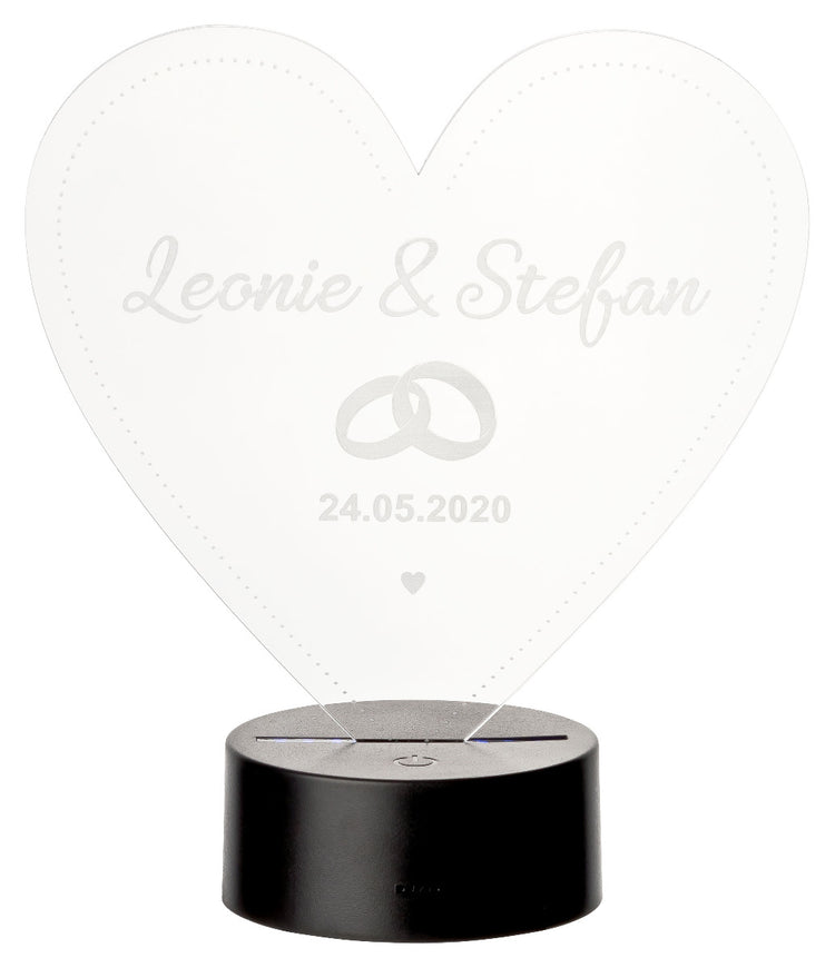 LED Motivlampe - personalisierte 3D Herzleuchte Ring-Motiv