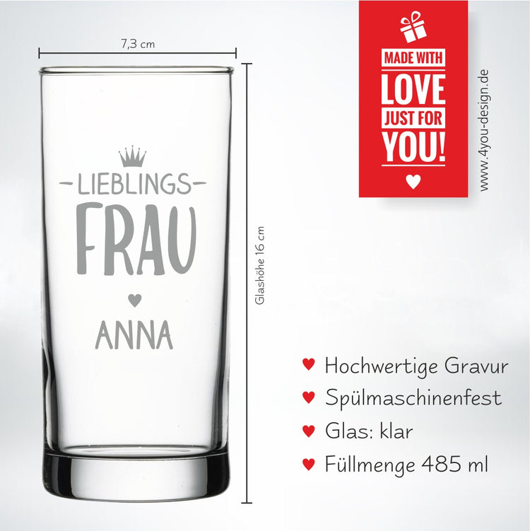 Saftglas Lieblings-Frau - personalisierbar