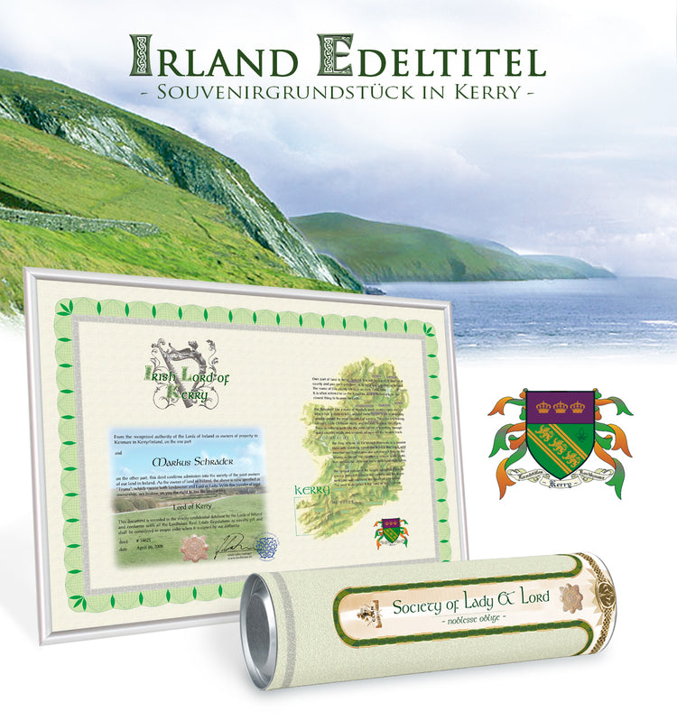 Lordschaft Geschenk Urkunde  -  Irish Lady und Lord of Kerry