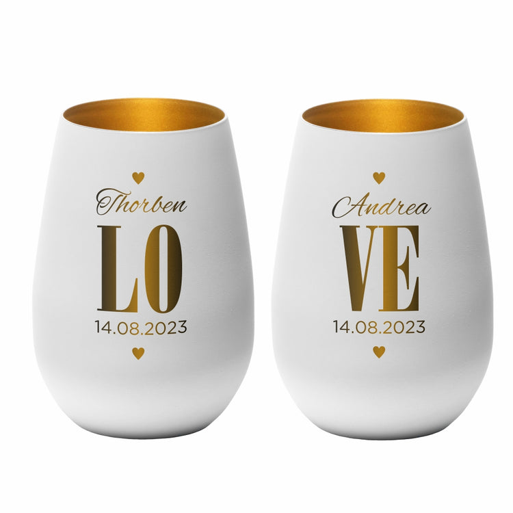 Windlicht Hochzeit Love personalisiert