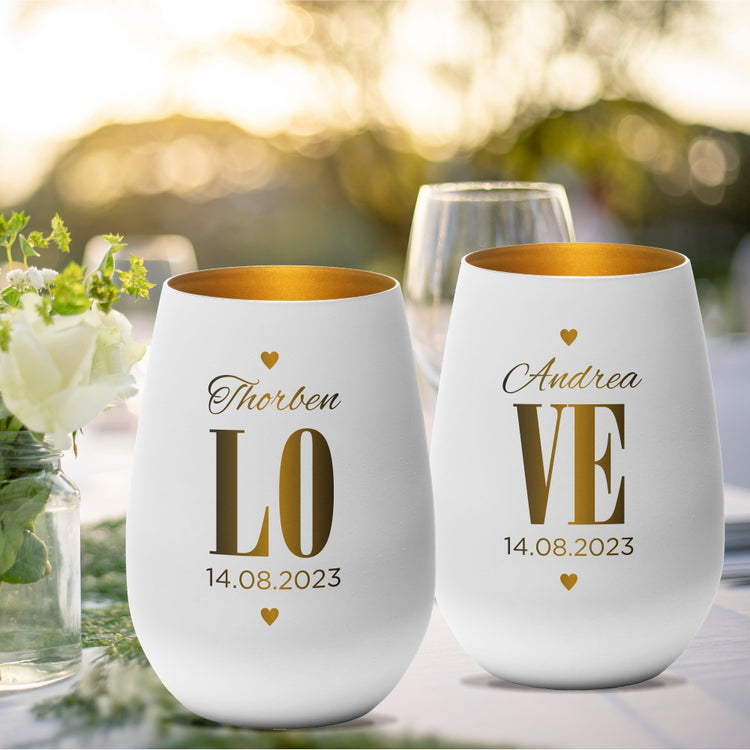 Windlicht Hochzeit Love personalisiert