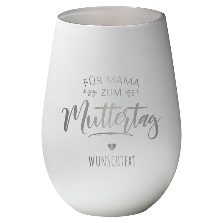 Weißes Windlicht Für Mama - Zum Muttertag aus Glas - personalisiert