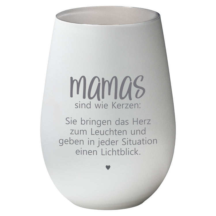 Weißes Windlicht Mamas sind wie Kerzen aus Glas