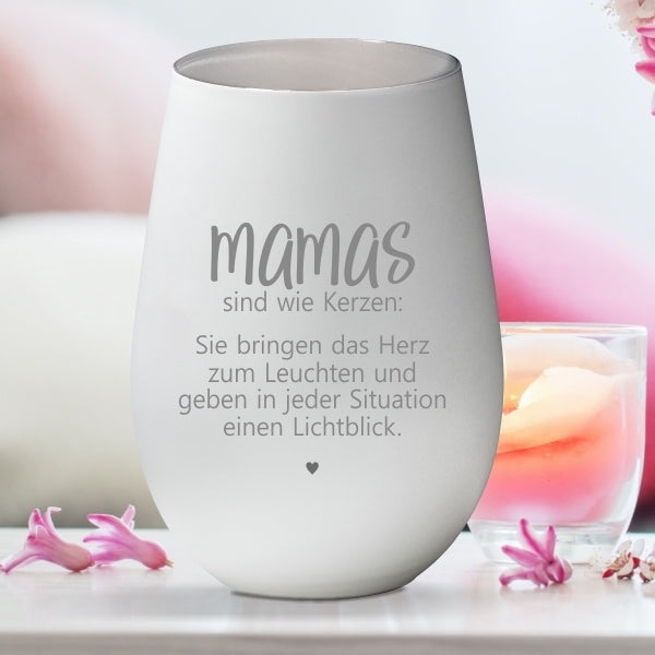 Weißes Windlicht Mamas sind wie Kerzen aus Glas