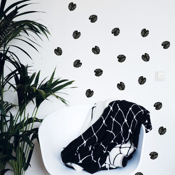 Wandsticker Monstera in schwarz