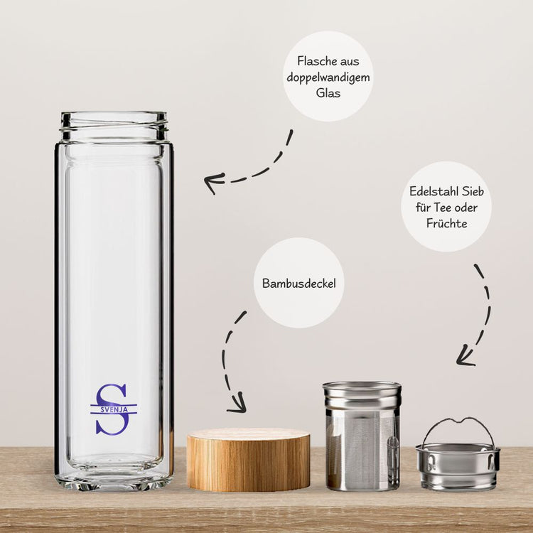 Thermos-Glasflasche mit Namen - Design Joyful