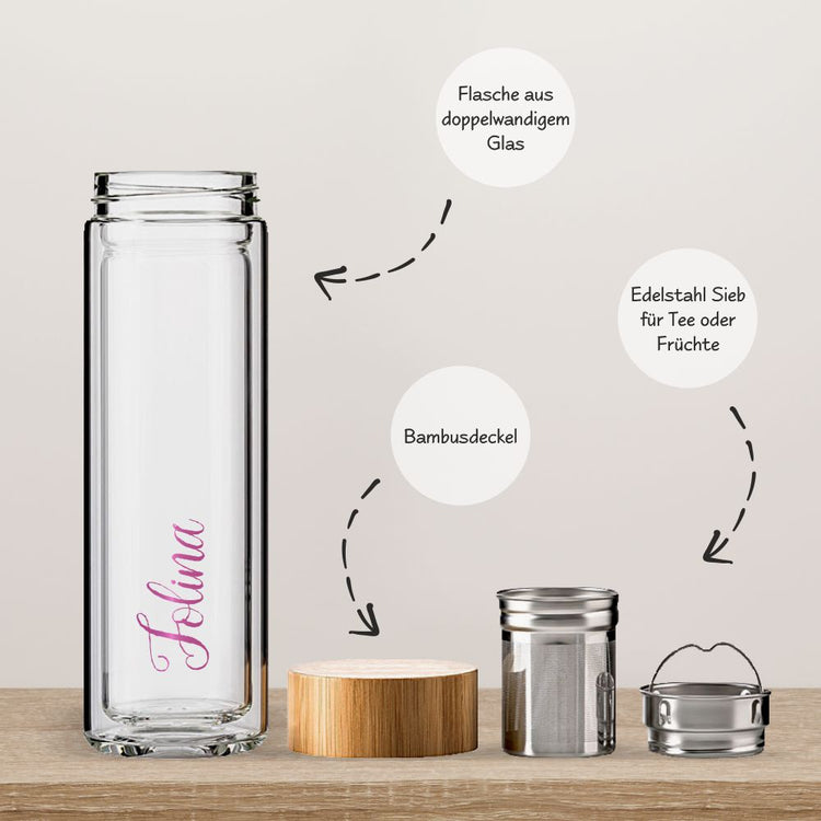 Thermos-Glasflasche mit Namen - Design Harmony