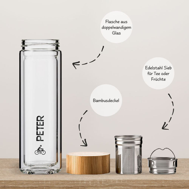 Thermos-Glasflasche mit Namen - Design Active