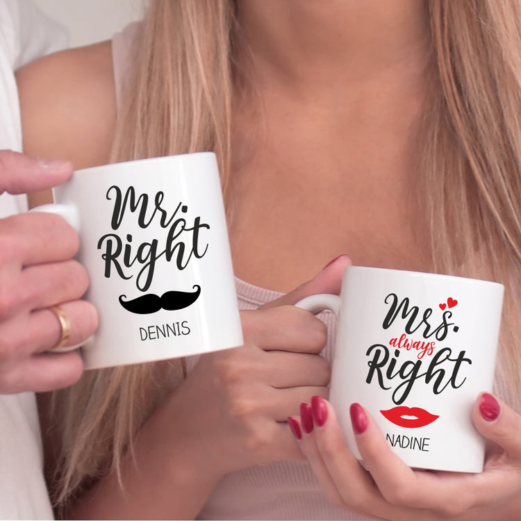 Tassen Mr. Right & Mrs. always Right - personalisiert