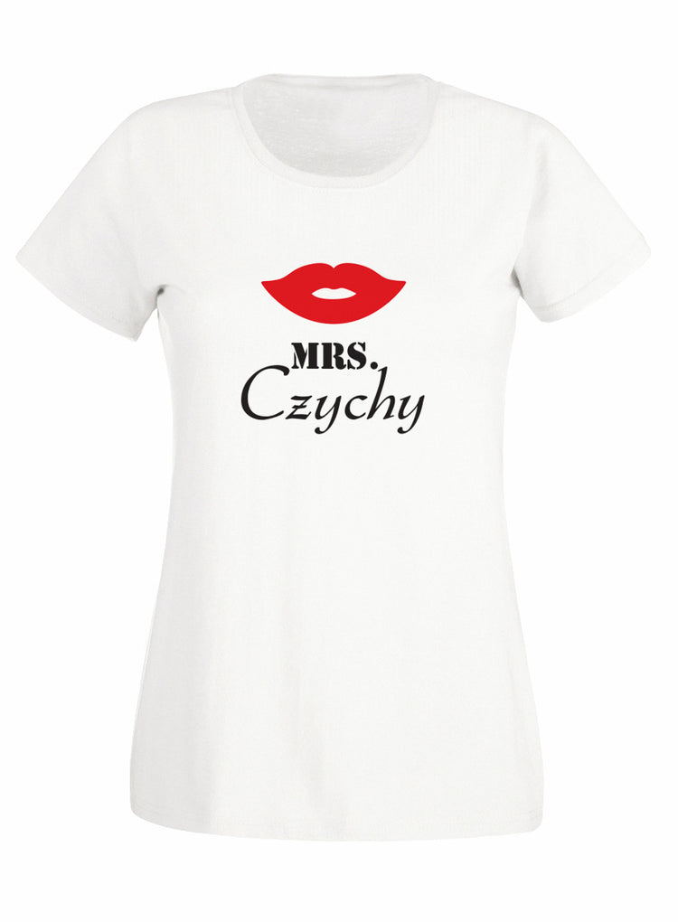 Personalisierte T-Shirts Mr. & Mrs.  (Schnauzer / Lippen) - SET