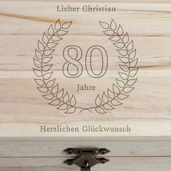 Personalisierbare Schatztruhe zum 80. Geburtstag