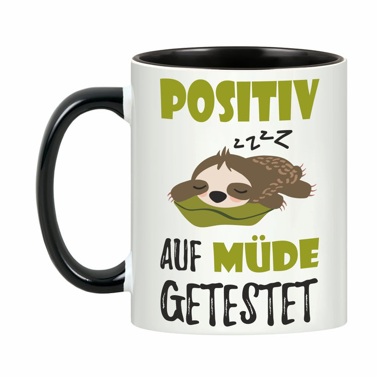 Tasse Faultier - Positiv auf müde getestet