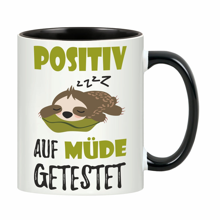 Tasse Faultier - Positiv auf müde getestet