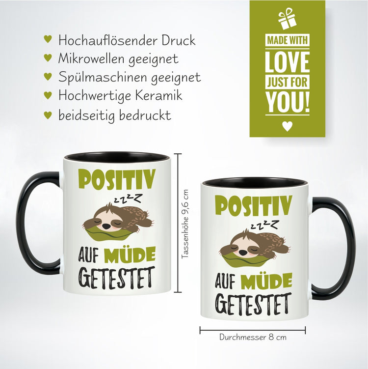 Tasse Faultier - Positiv auf müde getestet