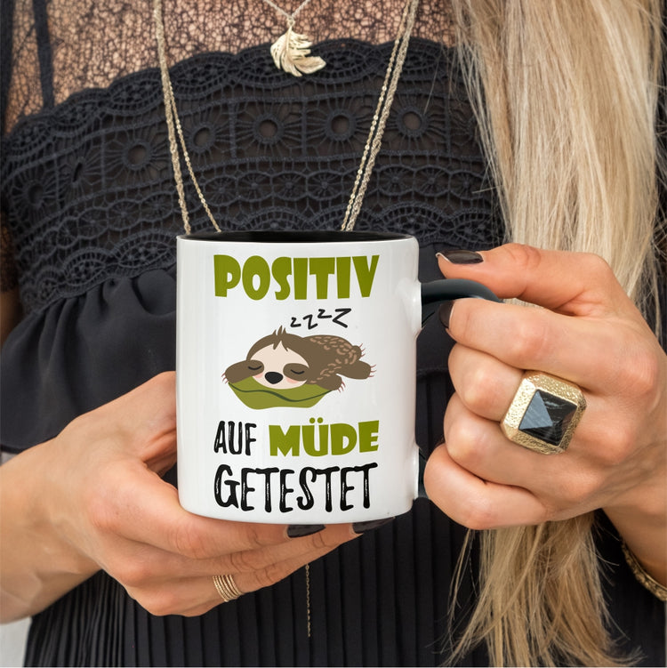 Tasse Faultier - Positiv auf müde getestet